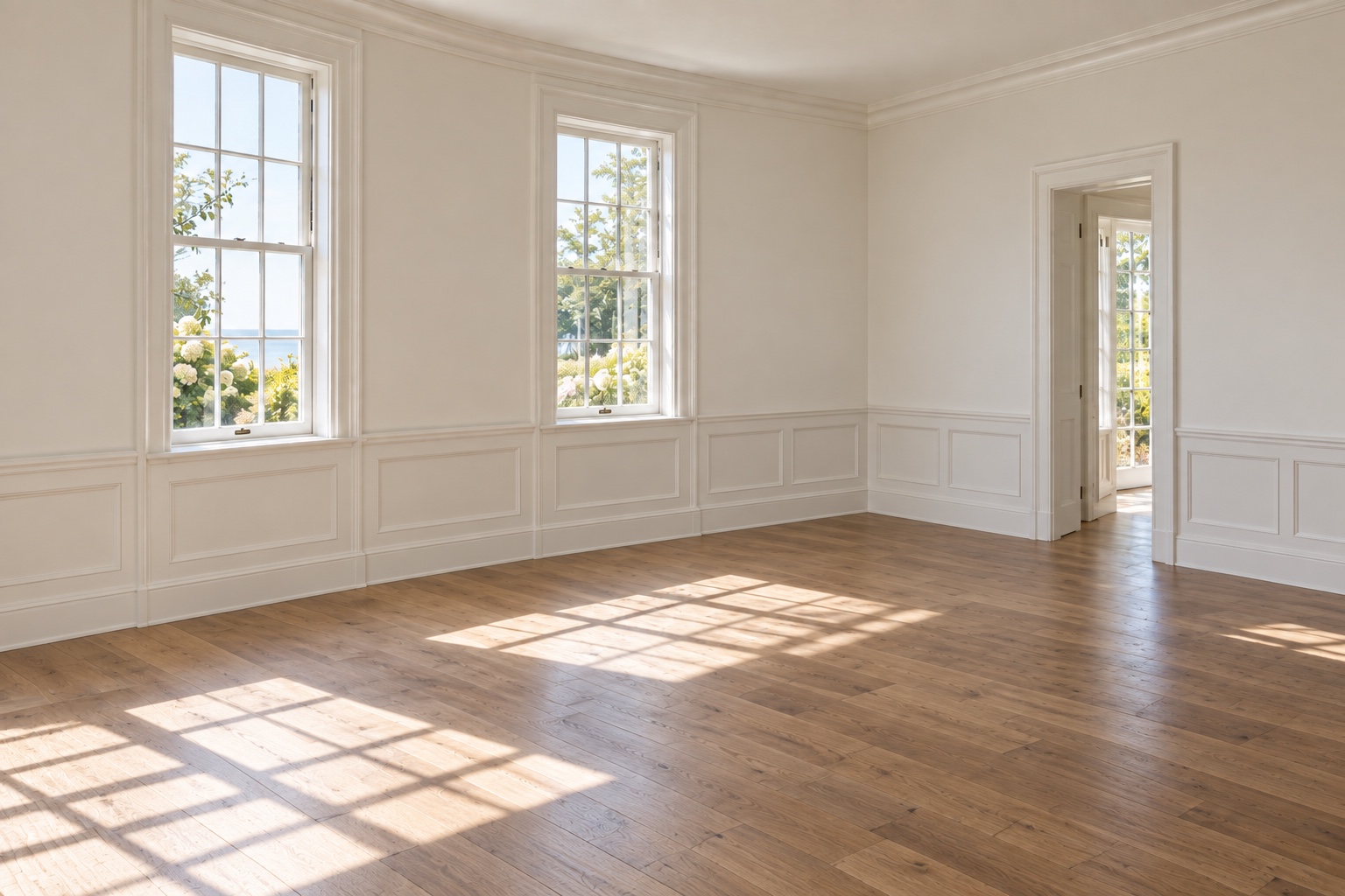 Empty Hamptons dining room
